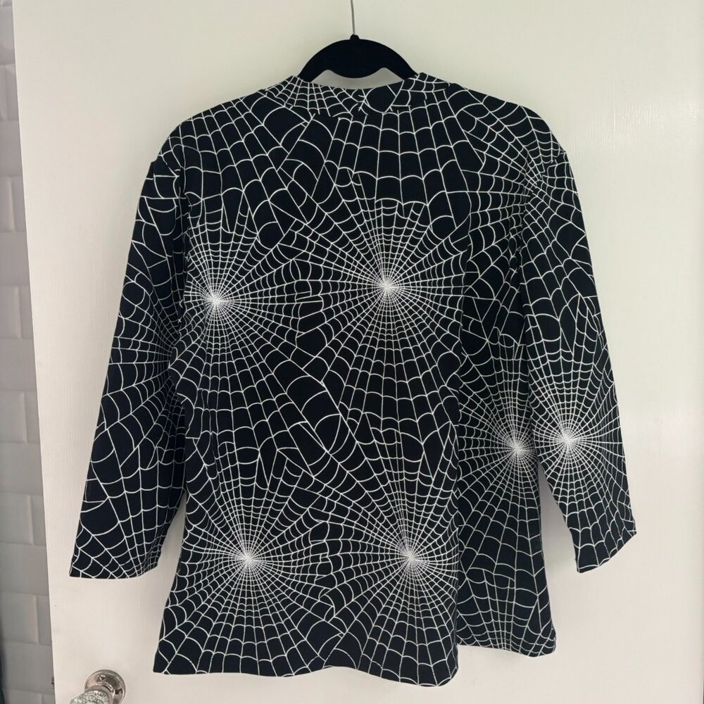 Bad Girl 3/4 Sleeve Top in Spider Web Print Size 3X - Vixen by Micheline Pit - Picture 3 of 5